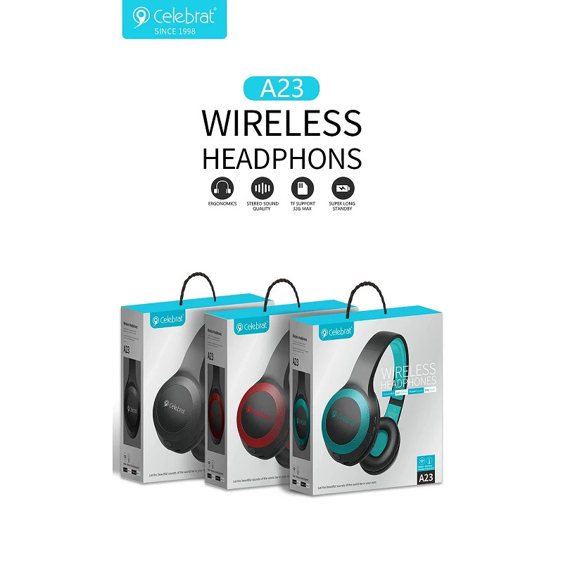 Auriculares Bluetooth Celebrat A23 Diadema 3 Colores