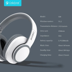 Auriculares Bluetooth Celebrat A26 Diadema 3 Colores