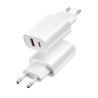 WIWU Cargador Quick PD Tipo-C + USB A Sin Cable 3A 20W U0002 Blanco