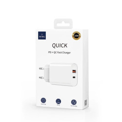 WIWU Cargador Quick PD Tipo-C + USB A Sin Cable 3A 20W U0002 Blanco