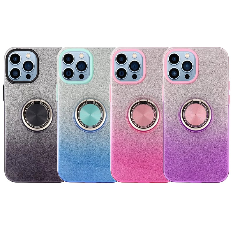 Funda Silicona Brillante iPhone 15 con Imán y Soporte de Anilla 360 5 Colores