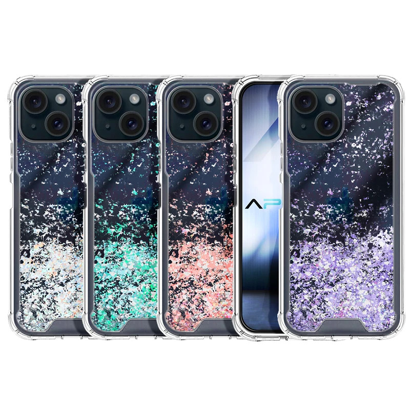 Funda Gel transparente purpurina iPhone 15 Plus 4 -Colores