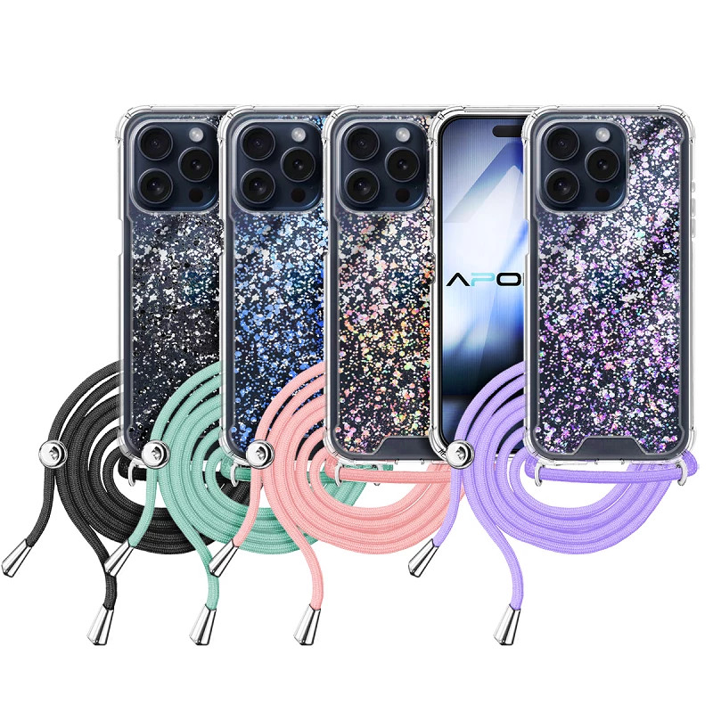 Funda Gel transparente con Cordón iPhone 15 Pro 4-Colores