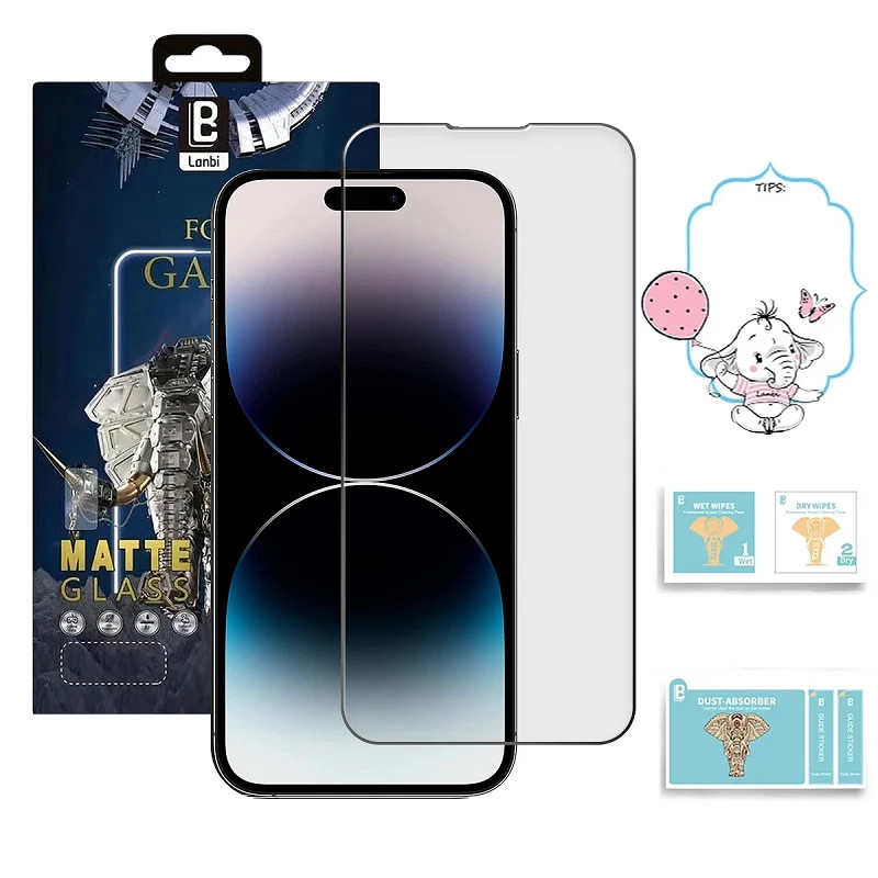 Cristal templado Mate Anti-Manchas 5D iPhone 15 Plus Color Negro