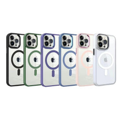 Funda Premium Transpartente Borde Color Magsafe para iPhone 15 Plus 6-Colores