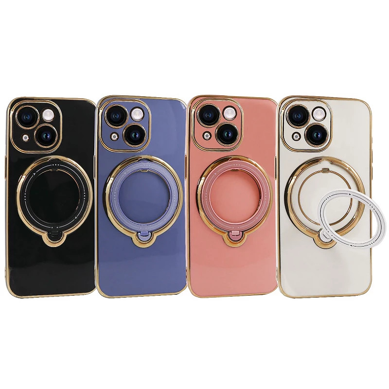 Funda Silicona Con Soporte Plegable Cromado para iPhone 14 Plus -Colores