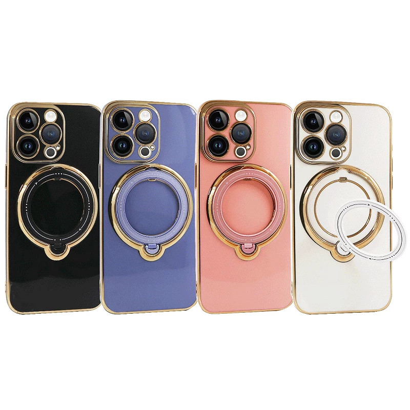Funda Silicona Con Soporte Plegable Cromado para iPhone 12 Pro Max- Colores