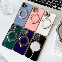 Funda Silicona Con Soporte Plegable Cromado para iPhone 12 - Colores