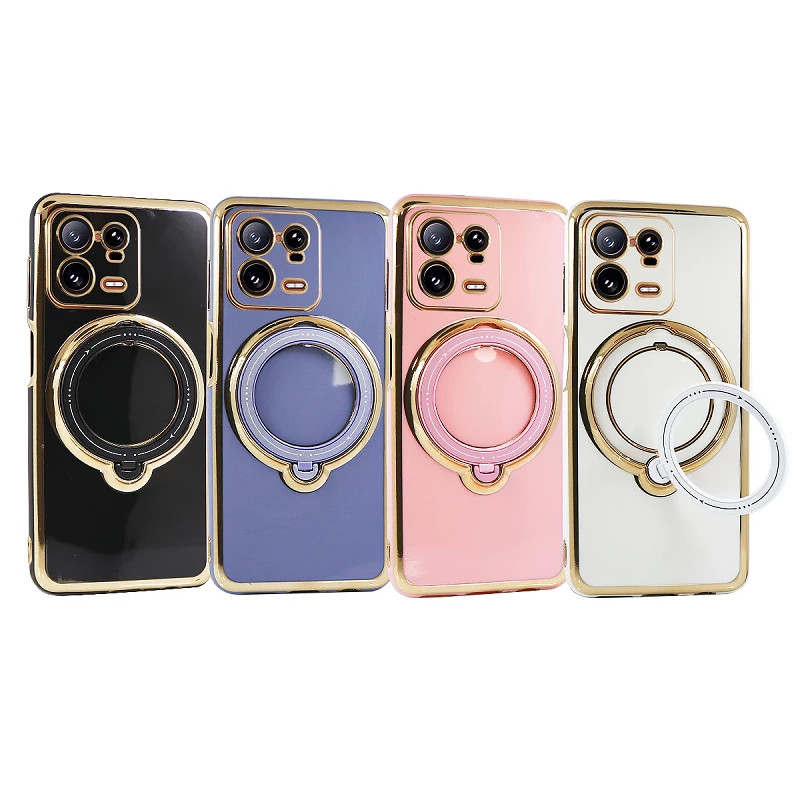 Funda Silicona Con Soporte Plegable Cromado para Xiaomi Mi 13 Pro - 4 Colores