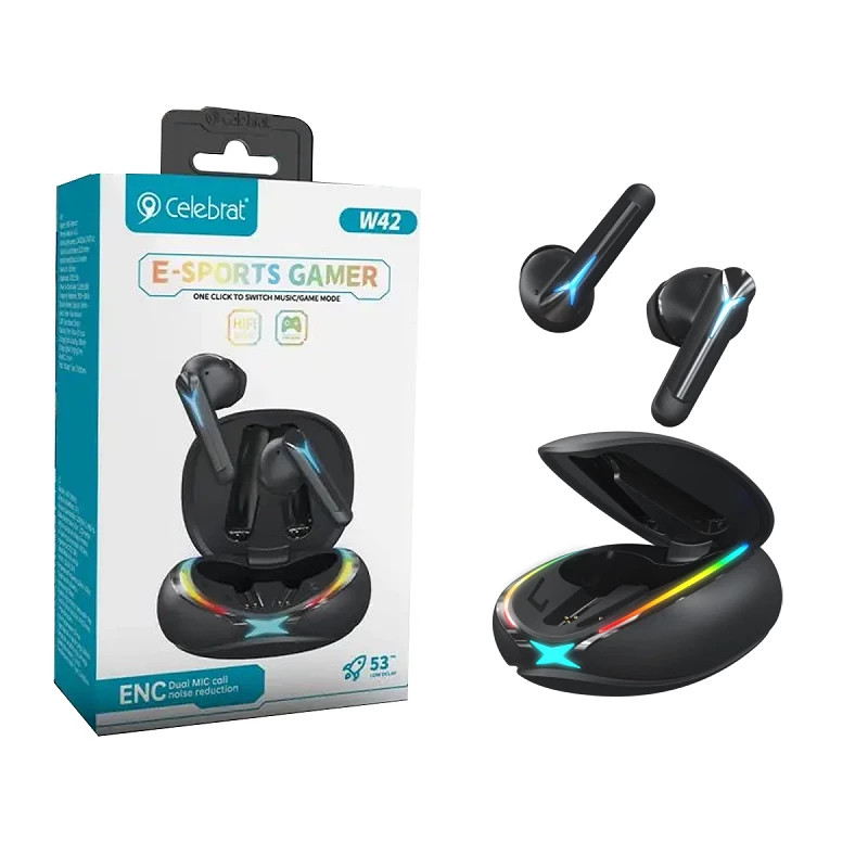 Auricular Celebrat W42 Bluetooth 5.3 Negro
