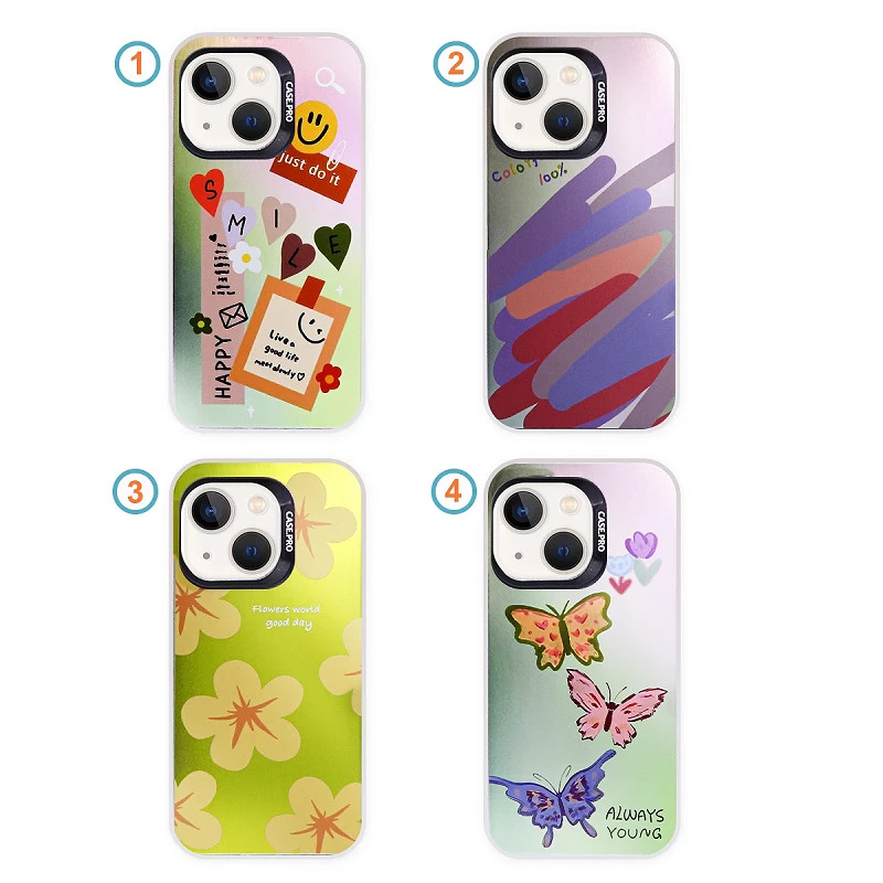 Funda Silicona Dibujos Metalizada Degradada iPhone 13 Pro Max