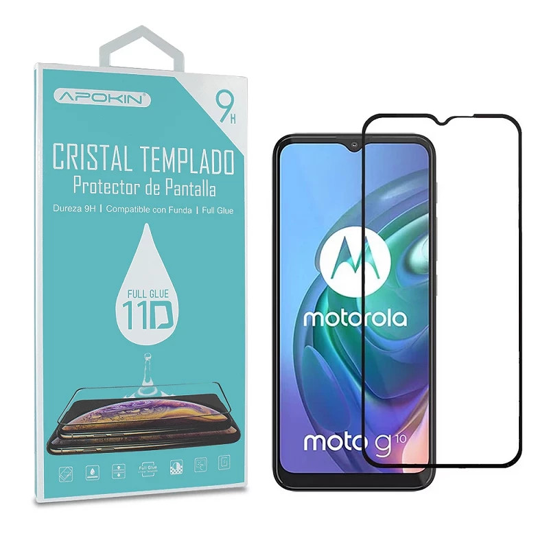 Cristal templado Full Glue 11D Premium Moto G10/20/30/40/50 Protector de Pantalla Curvo Negro