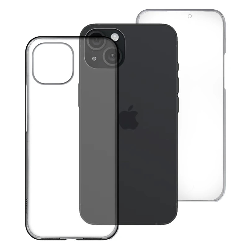 Funda Doble iPhone 15 Plus Silicona Transparente Delantera y Trasera