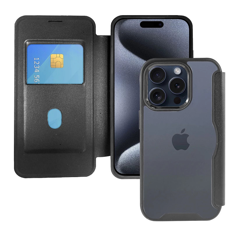 Funda de Tapa Magnetica con Tarjetero iPhone 15 Pro