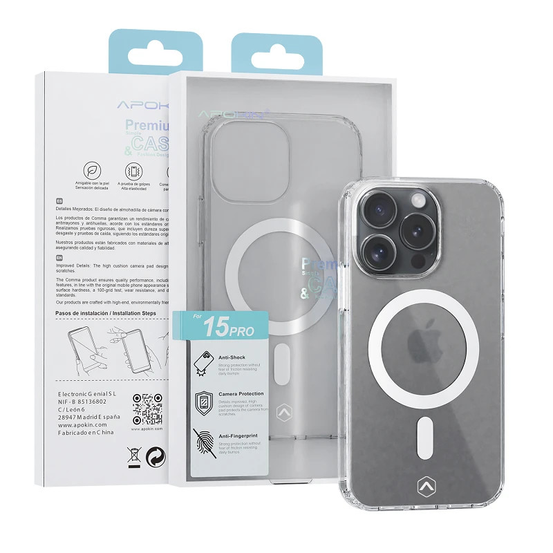 Funda Exclusiva Apokin iPhone 15 Pro Magsafe Blanca