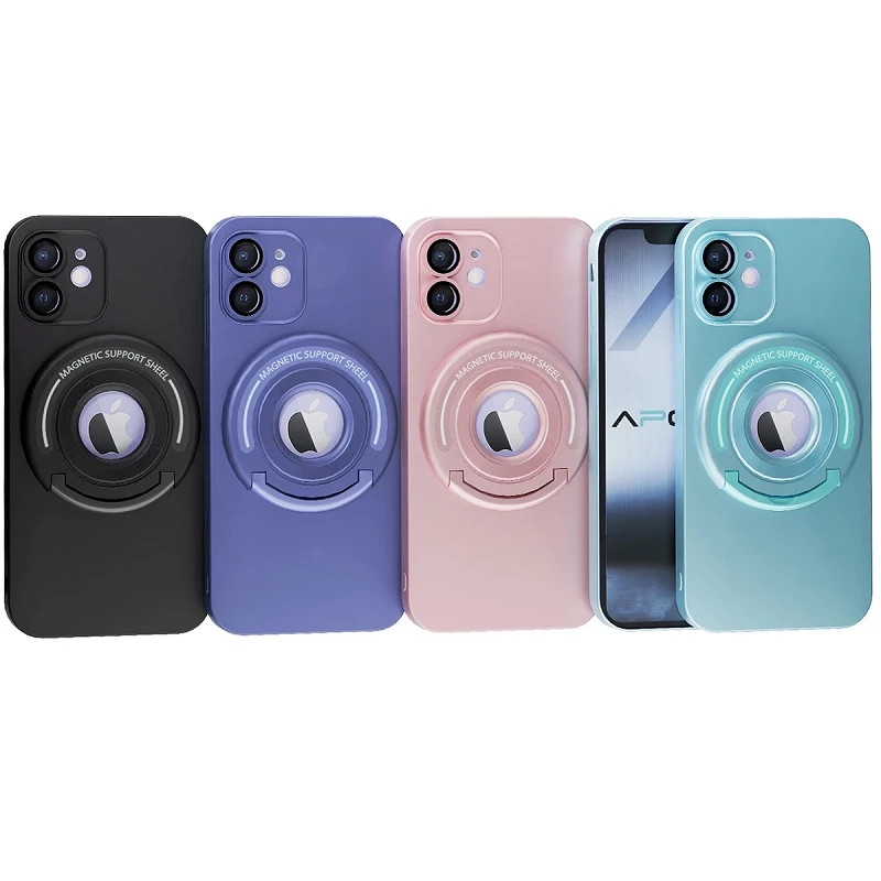 Funda Silicona Metalizada Con Soporte para iPhone 12 4-Colores