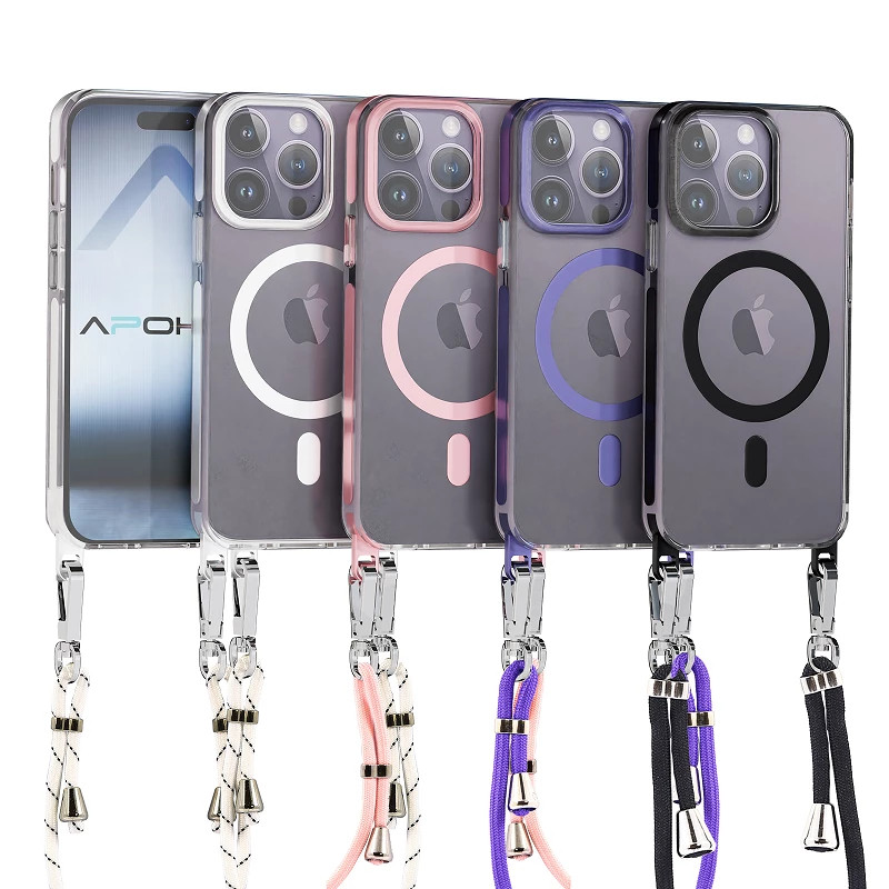 Funda Acrílica Transformable con Cordón iPhone 15 Pro Max 4-Colores