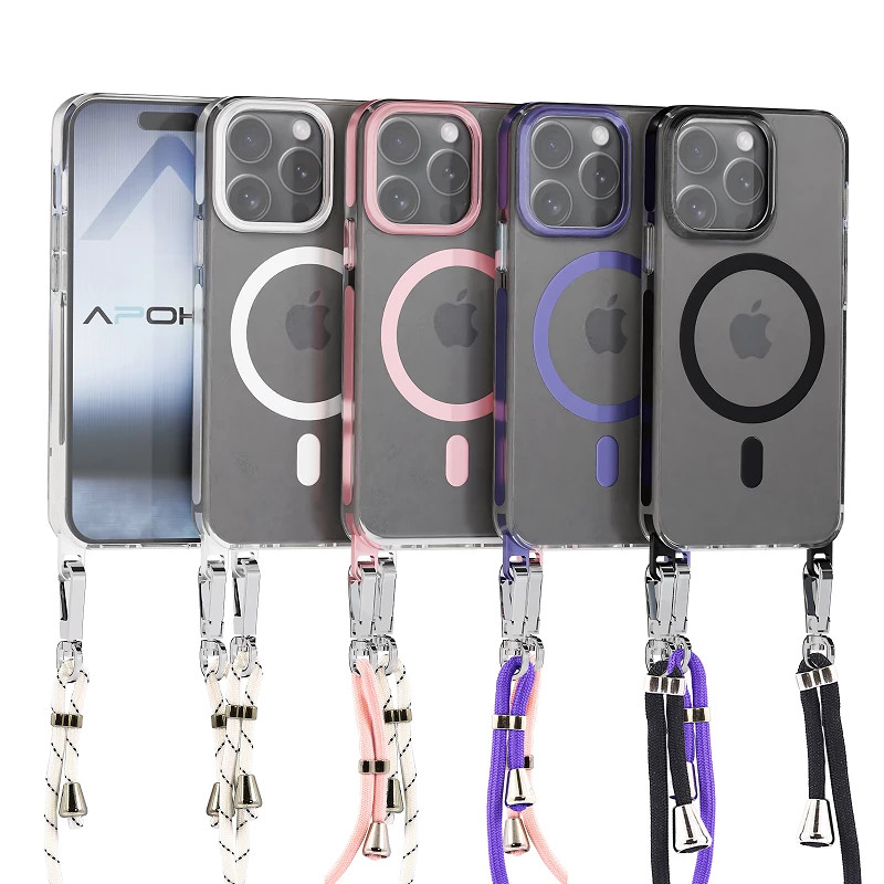 Funda Acrílica Transformable con Cordón iPhone 15 Pro 4-Colores