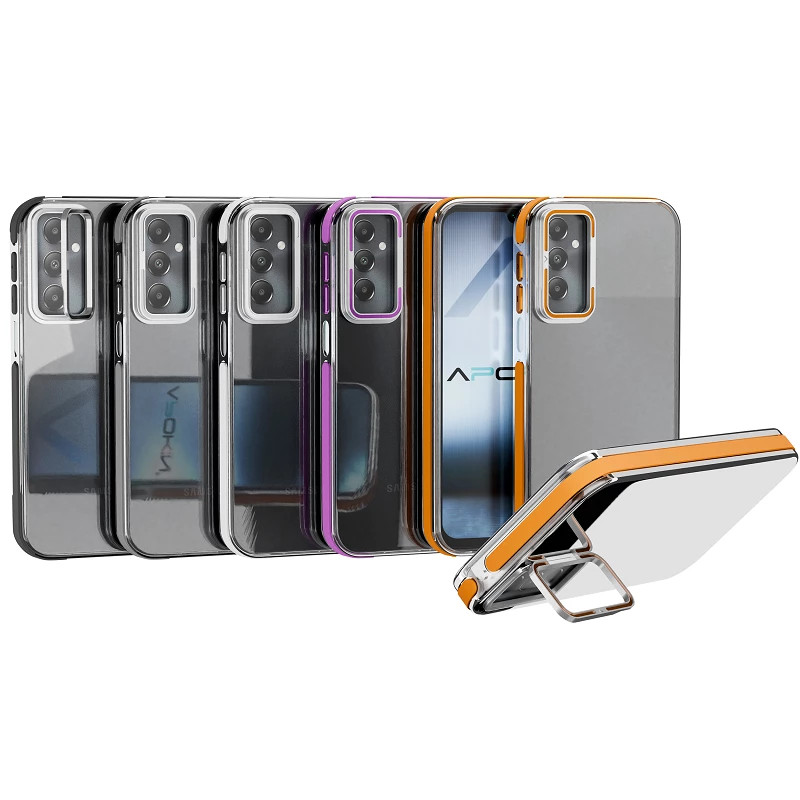 Funda Acrilica Borde Silicona son Soporte Cubrecamara Samsung A05S en 4-Colores