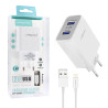 Caja 100 Cargador Red Entrada Doble USB-A 2.4A Cable Lightning APOKIN - Blanco