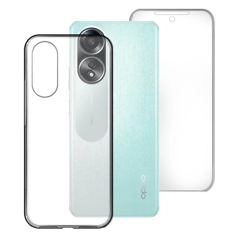 Funda Doble Oppo A58 4G Silicona Transparente Delantera y Trasera