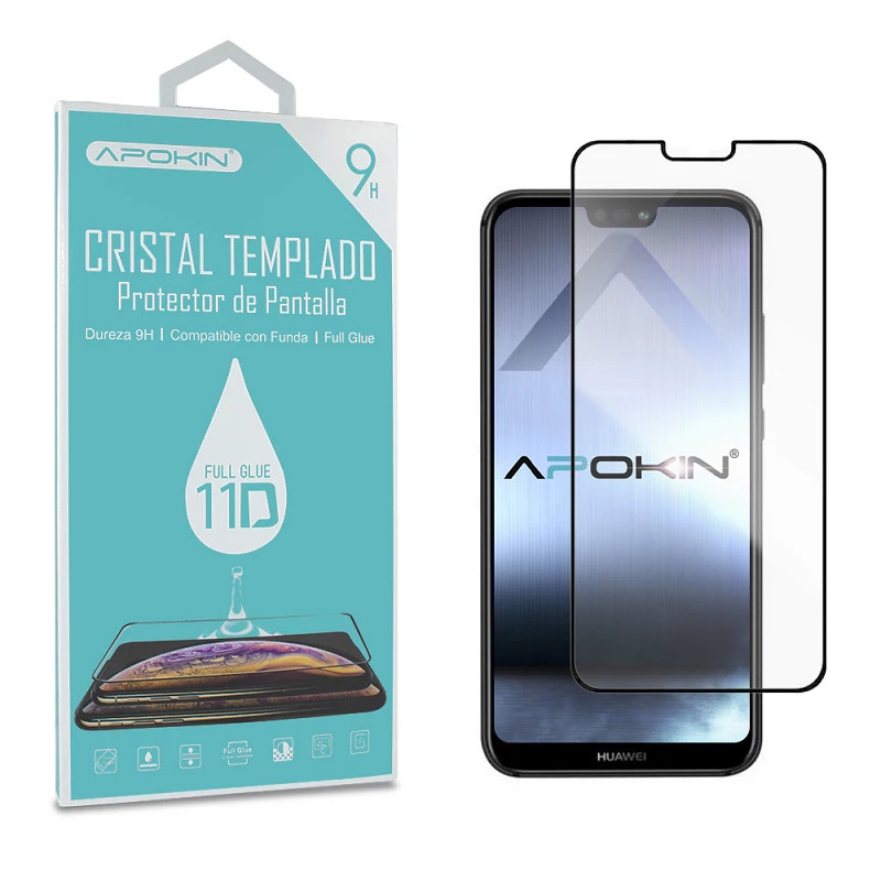 Cristal templado Full Glue 11D Premium Huawei P20 Lite rotector de Pantalla Curvo Negro