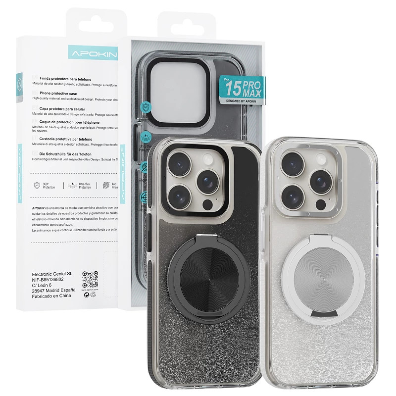 Funda Purpurina con Soporte 360 Apokin Xiaomi Redmi Note 13 4G 2 Colores