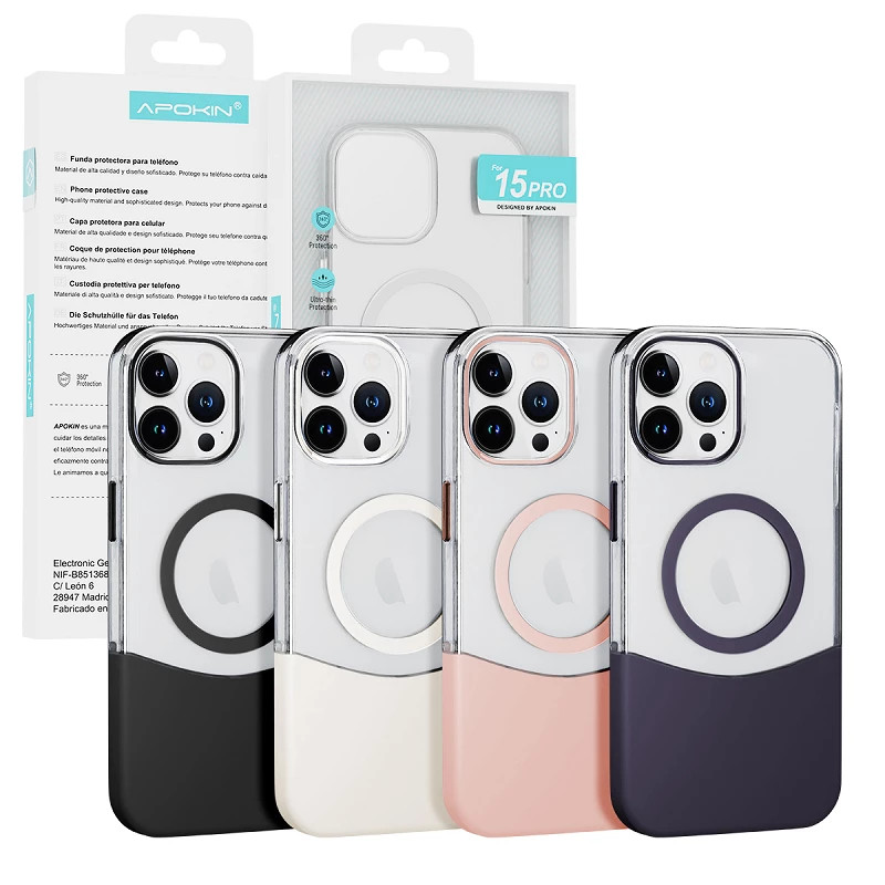 Funda Acrilica con Magsafe Mixta Apokin iPhone 15 Pro - 4 Colores