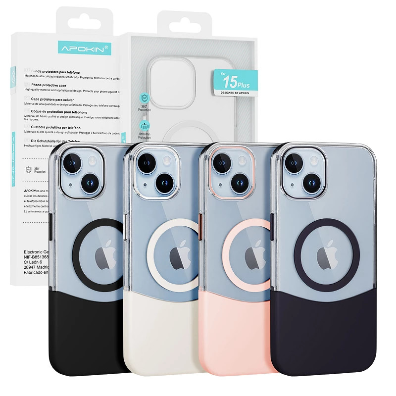 Funda Acrilica con Magsafe Mixta Apokin iPhone 15 Plus - 4 Colores
