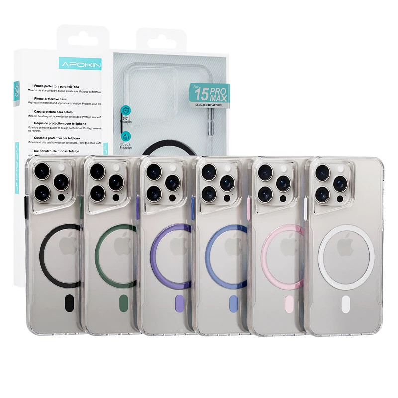 Funda con Magsafe Transparente Apokin iPhone 15 Pro Max 6 Colores