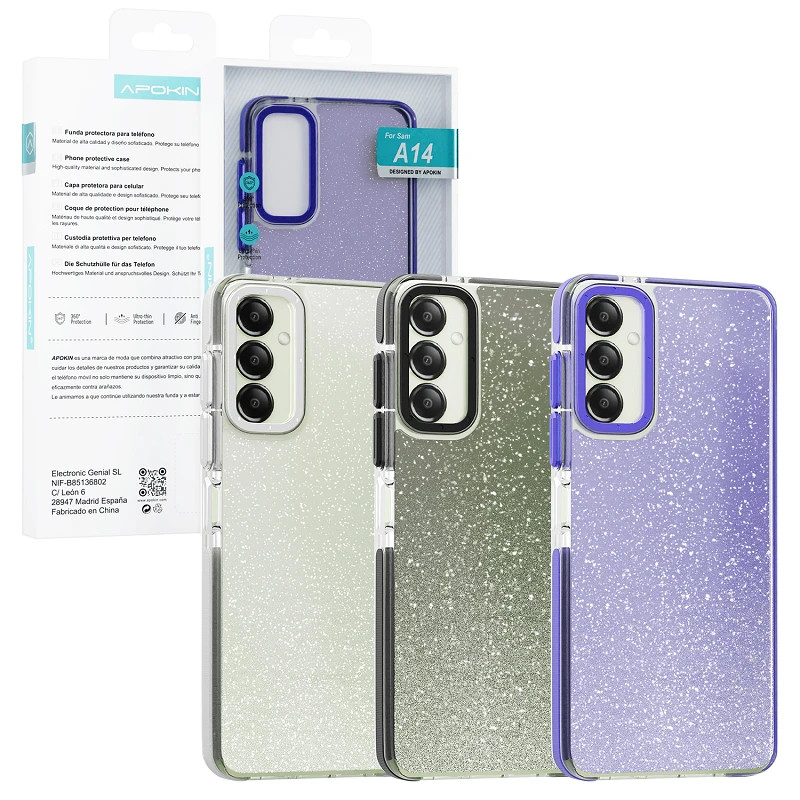 Funda Purpurina Apokin Samsung A14 Colores