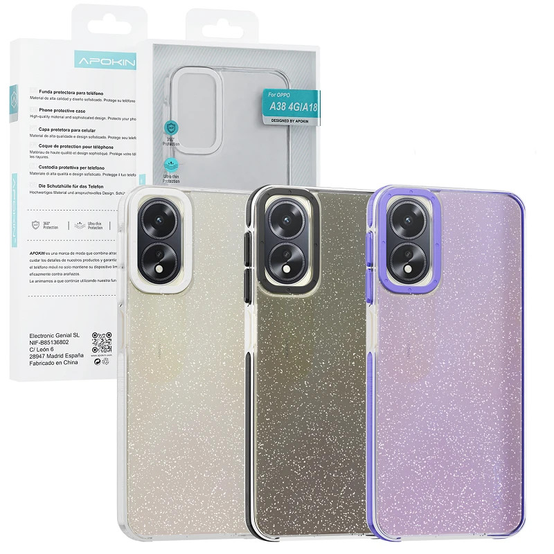 Funda Purpurina Apokin Oppo A38 4G Colores