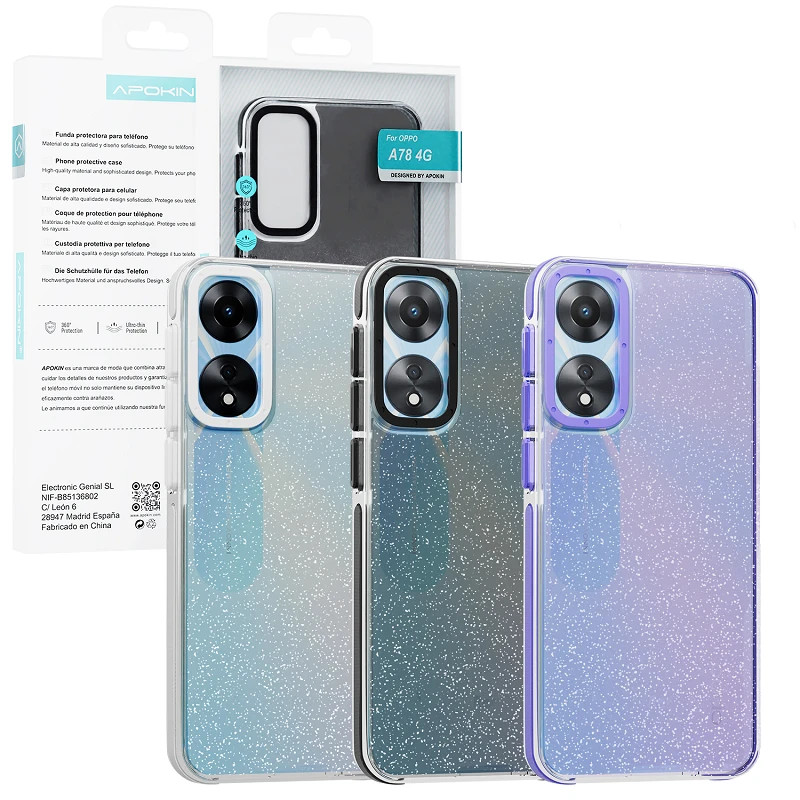 Funda Purpurina Apokin Oppo A78 4G Colores