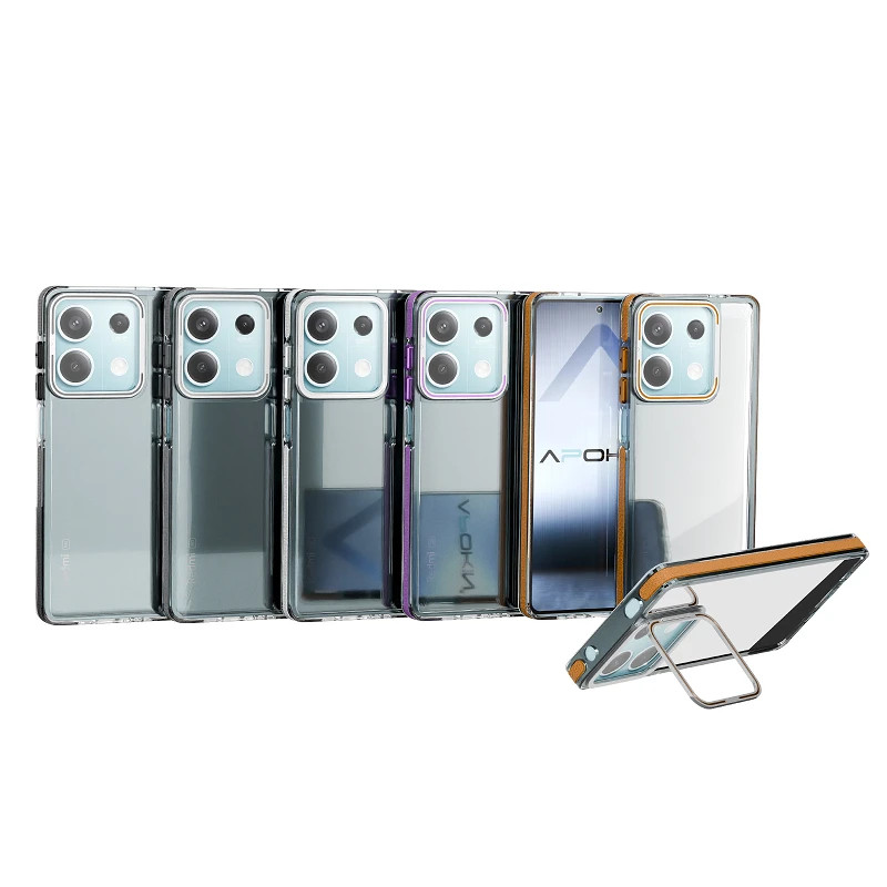 Funda Acrilica Borde Silicona son Soporte Cubrecamara Xiaomi Redmi Note 13 Pro 4G en 4-Colores