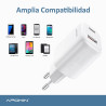 Cargador Rapido 20w PDTipoC+USB3.1 5.2A APOKIN sin Cable Blanco