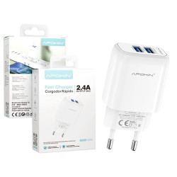 Cargador Doble USB-A 2.4 A Sin Cable APOKIN PC913Y - Blanco