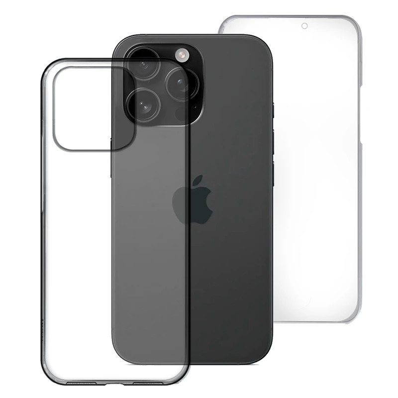 Funda Doble iPhone 16 Pro Max Silicona Transparente Delantera y Trasera