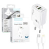 Cargador USB-A + PD Tipo-C 20W Cable Tipo-C a Lightning APOKIN - Blanco