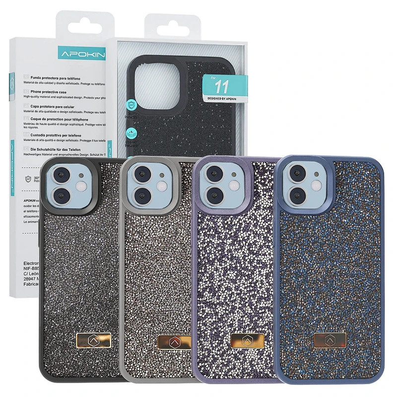 Funda Silicona con Cristales Diamante iPhone 11- 4 Colores
