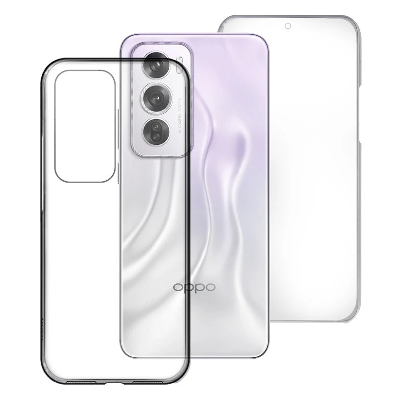 Funda Doble Oppo Reno 12 Pro Silicona Transparente Delantera y Trasera