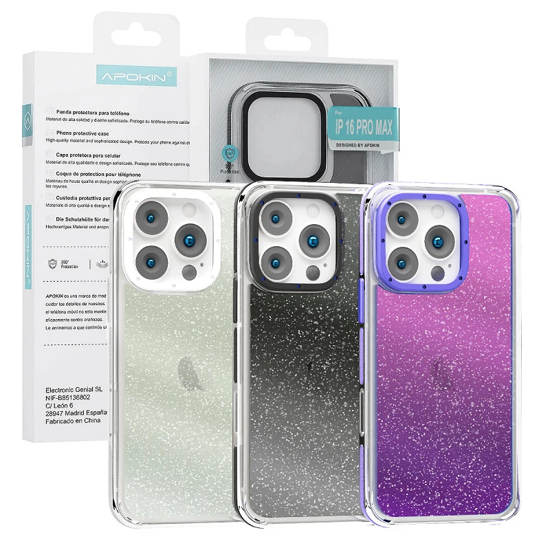 Funda Purpurina Apokin iPhone 16 Pro Max 3 Colores
