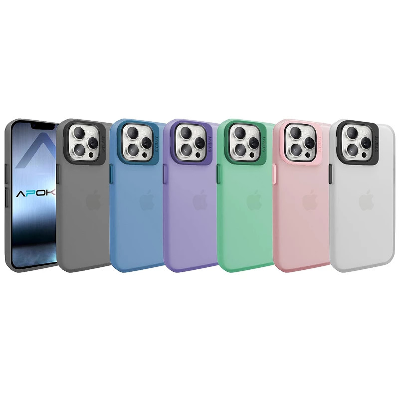 Funda Silicona Mate Con Soporte para iPhone 15 Pro en 6-Colores