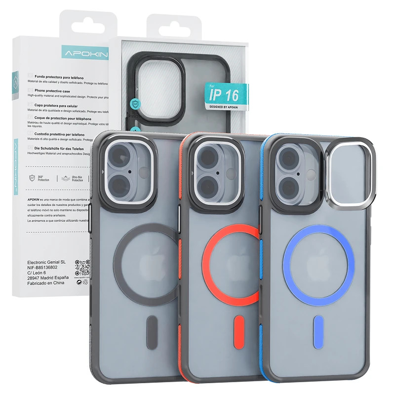 Funda Magsafe Smoked Con Cubre Camara iPhone 16 3-Color