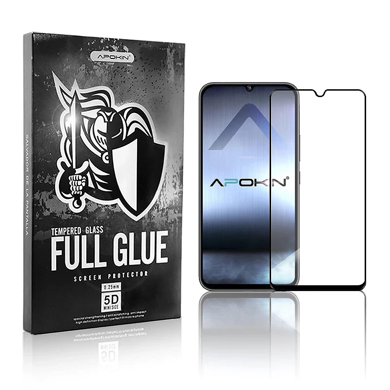 Cristal templado Full Glue 5D Oppo A17 4G / A57 4G / A57S / A77 4-5G Protector de Pantalla Curvo Negro