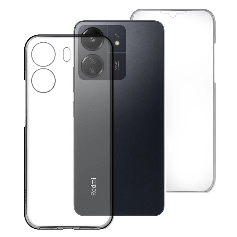 Funda Doble Xiaomi Redmi 13C Silicona Transparente Delantera y Trasera