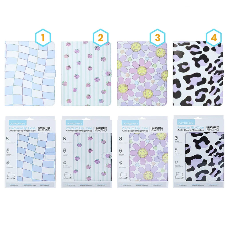 Funda Dibujos para iPad Air 5/6/8 9.7 con Soporte para Lápiz 4 Diseños