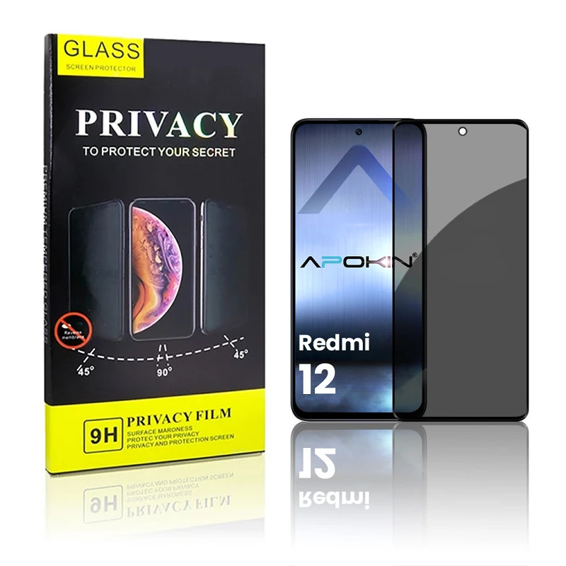 Cristal templado Privacidad Redmi 12 Protector de Pantalla 5D Curvo
