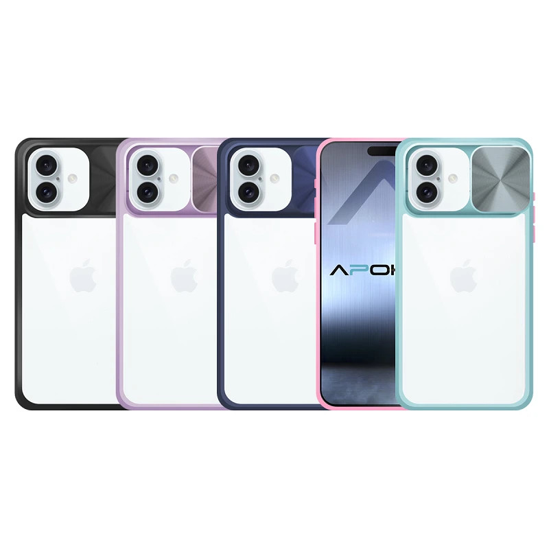 Funda Premium Anti-Golpe Gel iPhone 16 con Cámara Cubierta Deslizante