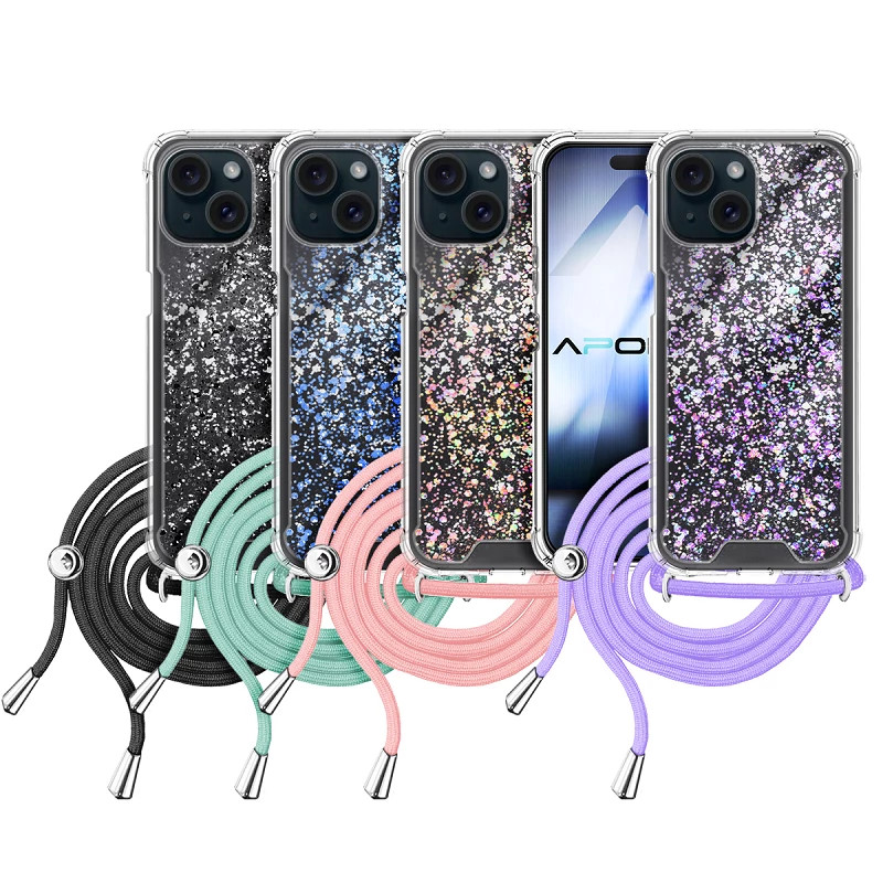 Funda Gel transparente con Cordón iPhone 15 4-Colores