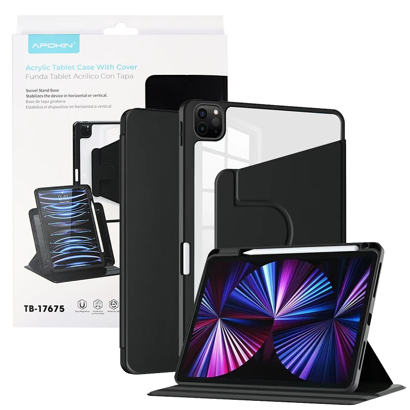 Funda Smart Cover 360 para iPad Air 13 con Soporte para Lápiz Negro